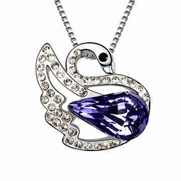 Swarovski Swan Necklace, Decorated with Rhinestones, Customized Designs are Accepted