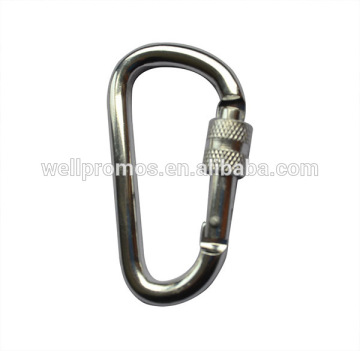 D shaped good quality aluminum screw lock carabiner