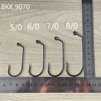 High Quality BKK 9070 2X Strong Round 60 Degrees Jig Head Hook - Saltwater Fishing Black Nickel Color