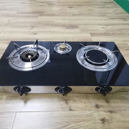 Gas Stove 7mm Tempered Glass Panel Stainless Steel Body For Household Kitchen Stove With 3 Burners