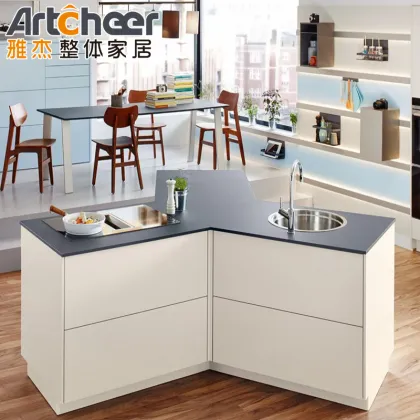 European Style Home Kitchen Cabinets with Island Table at Home Depot