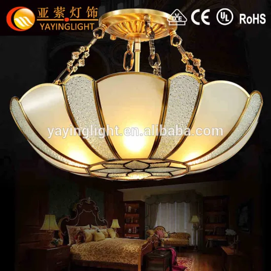 CE marble brass flower shape ceiling lamps, traditional marble UL copper flower pattern ceiling lamps