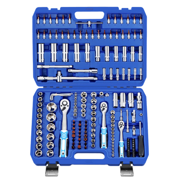 Chrome Vanadium Steel 172 Pcs Blue Socket Set - 3/8", 1/2", 1/4" Dr Socket Wrench Tool Set