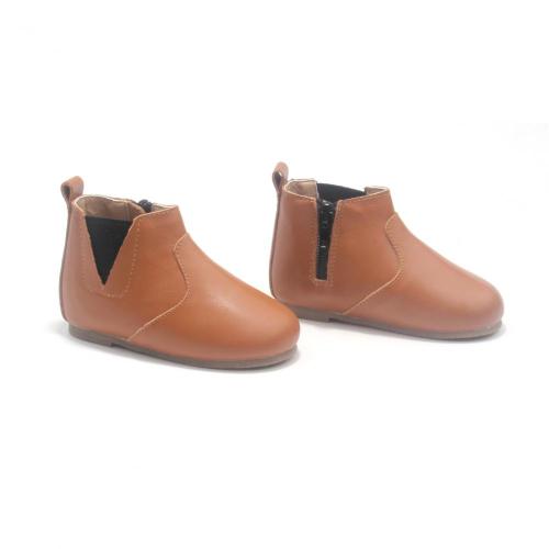 Botas de couro marrom inverno infantil chelsea