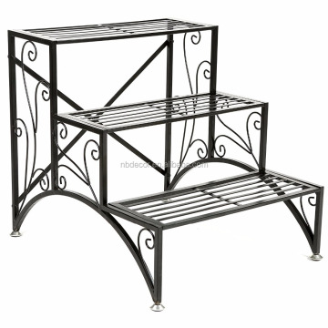 Factory Direct 3-Tier Step Style Folding Plant Pot Shelf Stand - Black