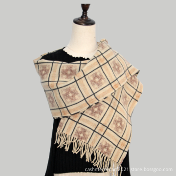 Soft Lambswool Classic Check Patterns Winter Scarf