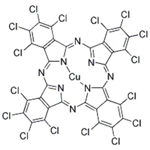 Koper, [1,2,3,4,8,9,10,11,15,16,17,18,22,23,24,25-hexadecachloro-29H, 31H--ftalocyaninato (2 -) - kN29, kN30 , kN31, kN32] -, (57254047, SP-4-1) - CAS 14832-14-5