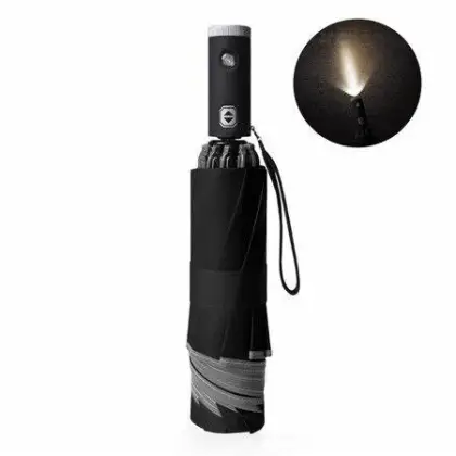 Portable Windproof Automatic 3-Fold Reflective Umbrella with 10 Ribs