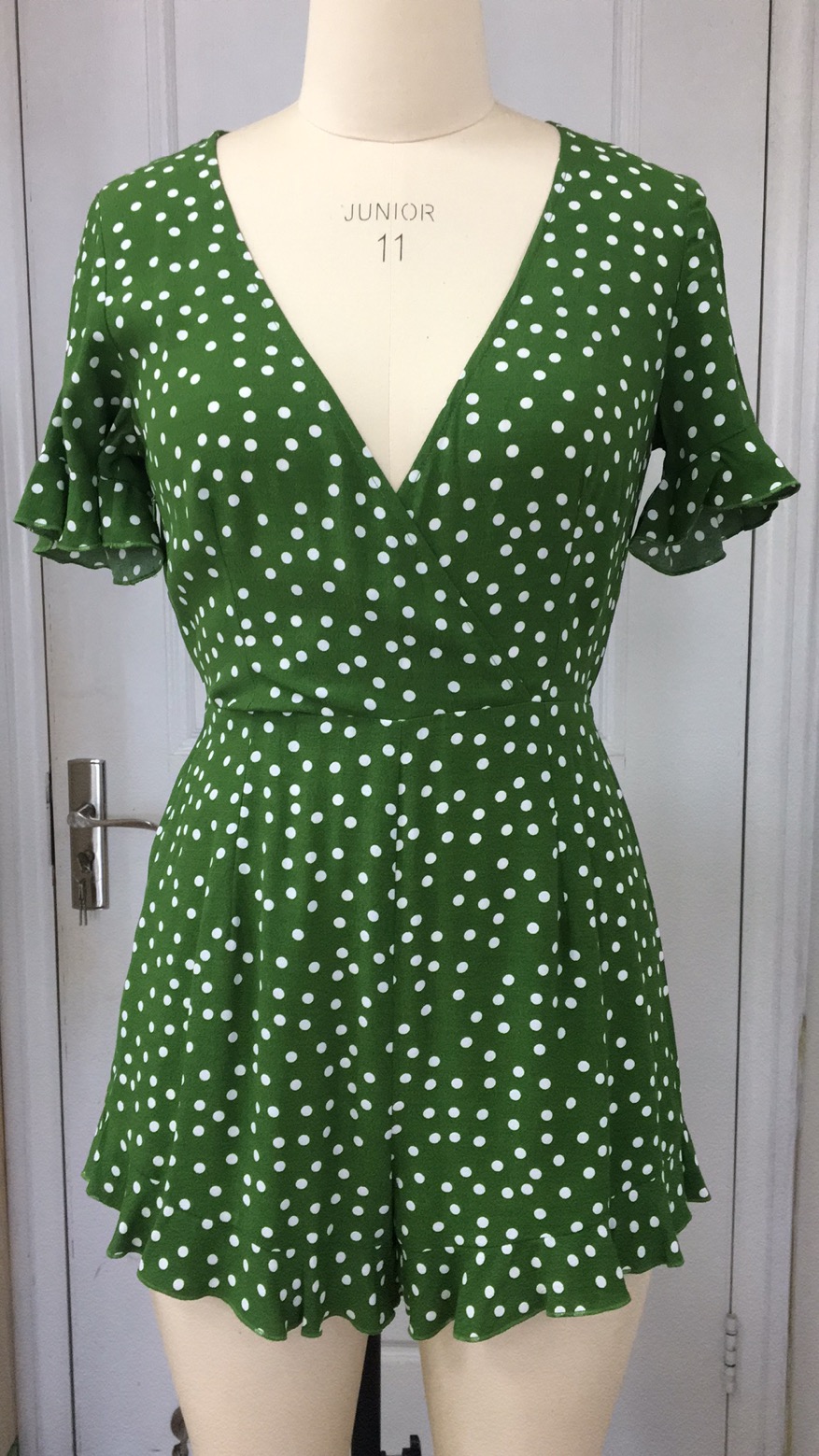 Groene Ruffle Polka Dots Romper