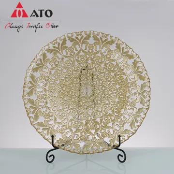 Floral pattern embossed glass charger plates for wedding