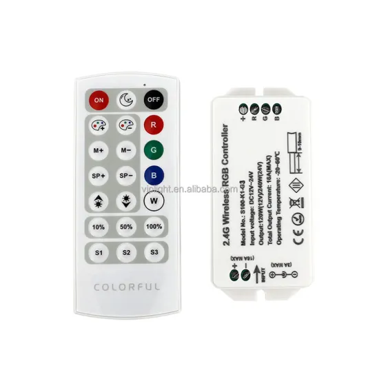 RGB LED Mini Controller - 21Key RF Remote, 3CH 16A Wireless Dimmer for 5050/2835 Strip Lights (DC 12-24V)