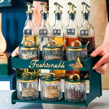 Hot New Kitchen Seasoning Box Jar Knife Rest Combo