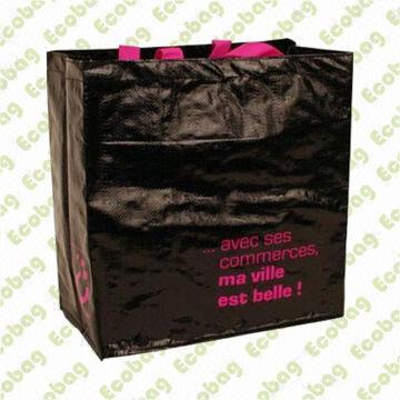 Recycled PET Woven Shopping Bag with Glossy Lamination, Suitable for Packing