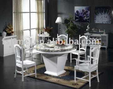 High gloss White round dining table