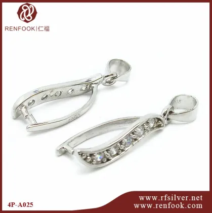 Renfook unique silver jewelry sterling silver crystal pendant bail