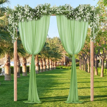 ShaoXing Green Silk Chiffon Backdrop Curtain for Wedding Events
