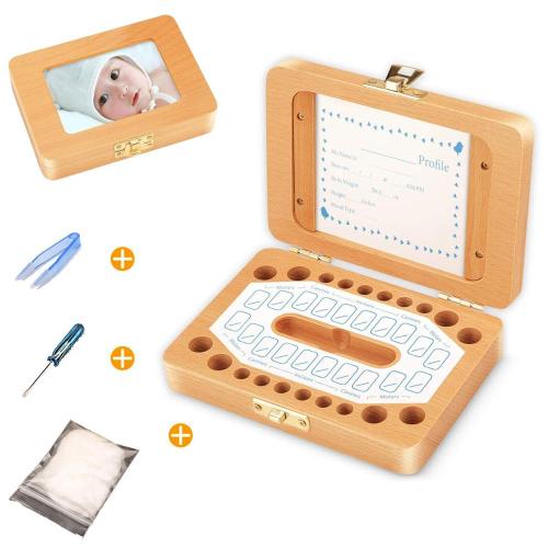 Baby Teeth Save Organizer Wooden Tooth Storage Box