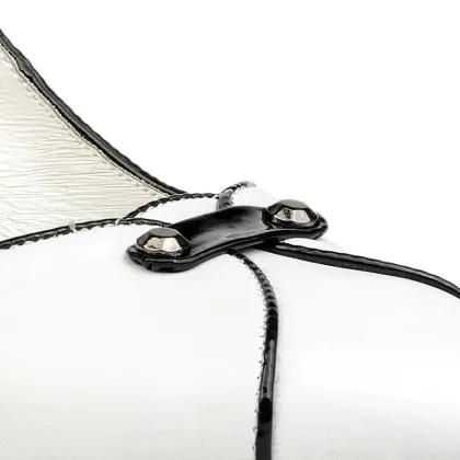 white genuine leather Middle heel women shoes