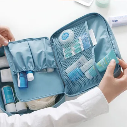 Multifunction Waterproof Portable Wash Bag - Black Cosmetics Travel Bag for Men