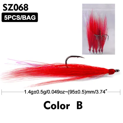 5-Pack Fishing Bucktail Teasers Hooks and Rigging for Saltwater Fishing Jigs