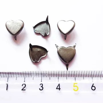 Large Heart Shape Studs, Gun Metal Heart Nailheads