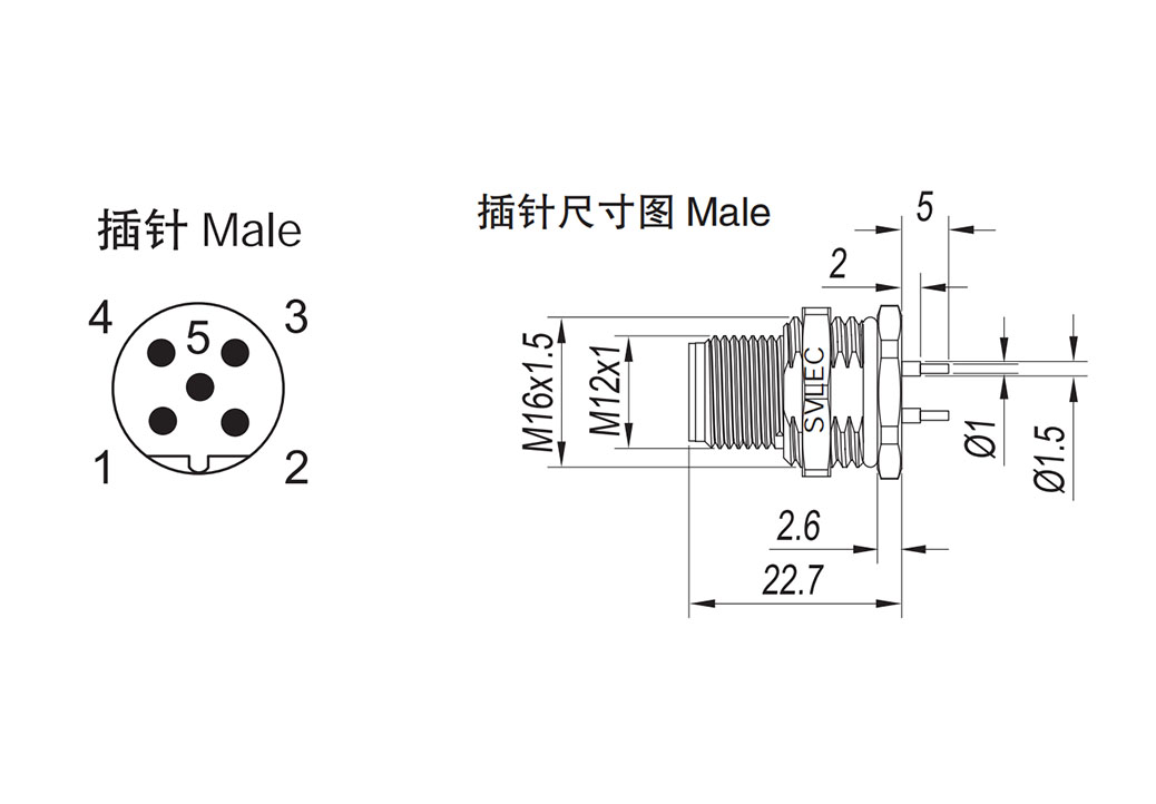 M12 plate connector after installation