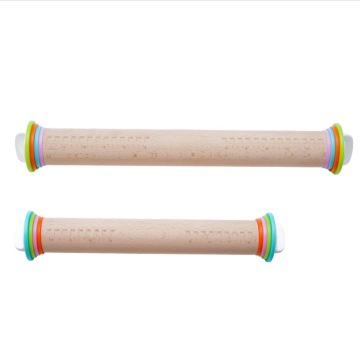 Adjustable Thickness Beech Wood Rolling Pin for Baking Dough