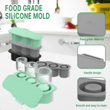 Manufacturers Wholesale Reusable Stackable Ice Lattice 3-Cavity Silicone Cylinder Ice Mold For Freezer Cabinets