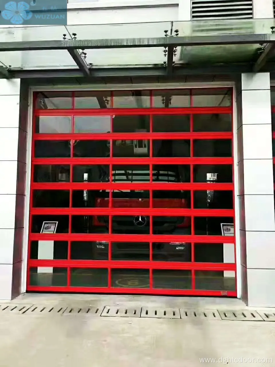 Aluminum glass sectional overhead doors