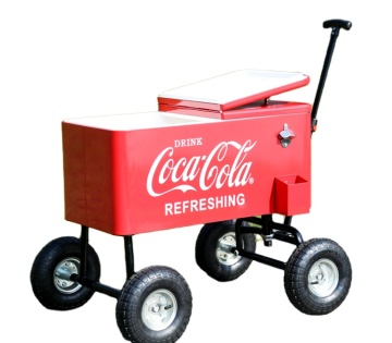 Ice Chest Beverage Cooler with Bottle Opener, 80L Red and Silver for Camping, Beach, Picnic, RV