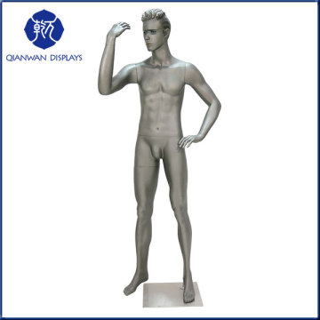 Naked matte black male mannequin plus size