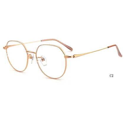 High-End Oval B-Titanium Eyeglasses Frames with Acetate Tips - Premium Two-Tone Optical Frames