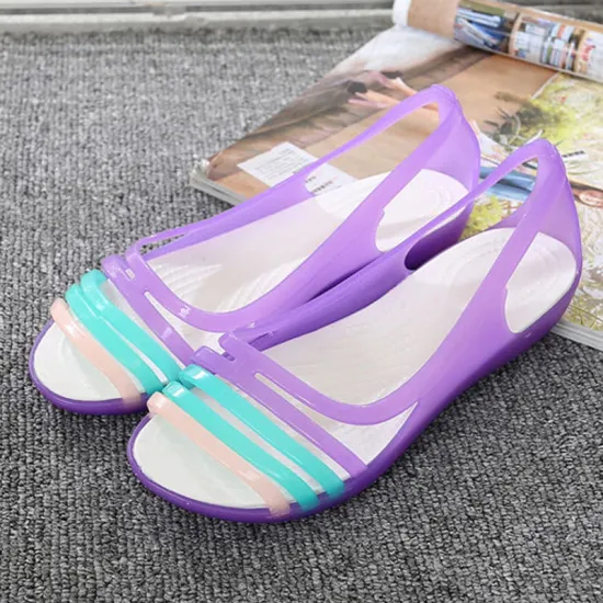 Women Jelly Sandals 2020 Summer Rainbow Comfy Soft Beach Shoes Female Flat Rubber Casual Candy Color Jelly Shoes 36-41
