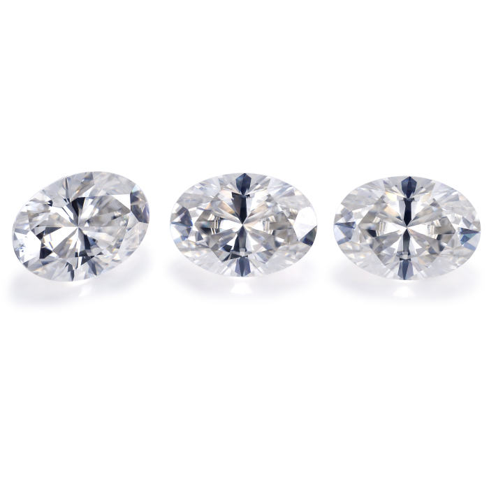 อัญมณี Moissanite สีขาวเจียระไนทรงรีขนาด 10x14 มม