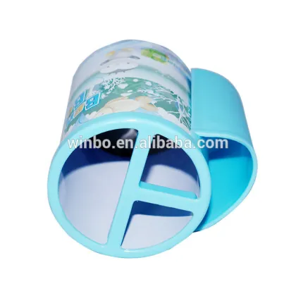 Tinplate round shape pen holder with two compartments