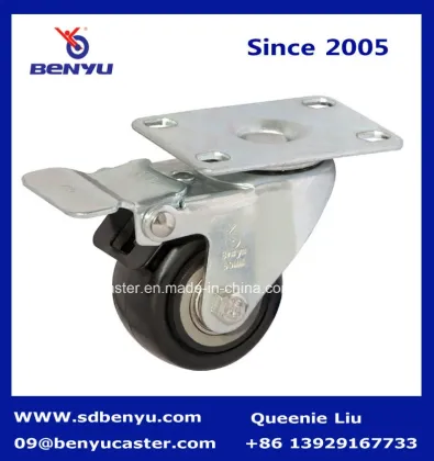 Medium PU Truckle Black Wheel with Total Brake