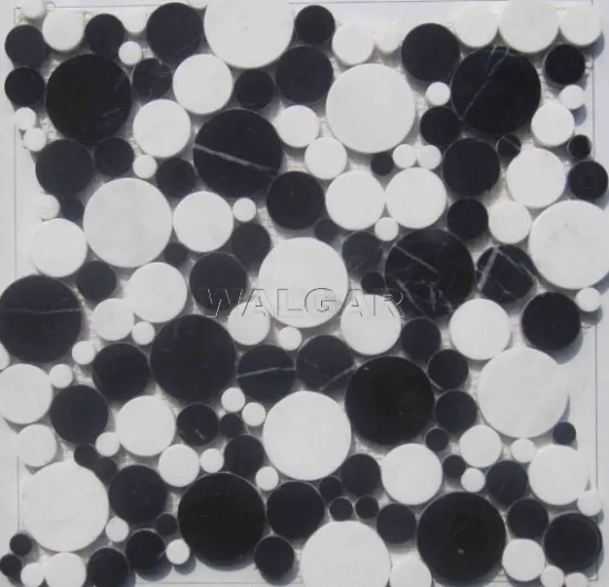 Black&White marble mosaic oval mosaic ships, stone mosaic tile for wall & floor