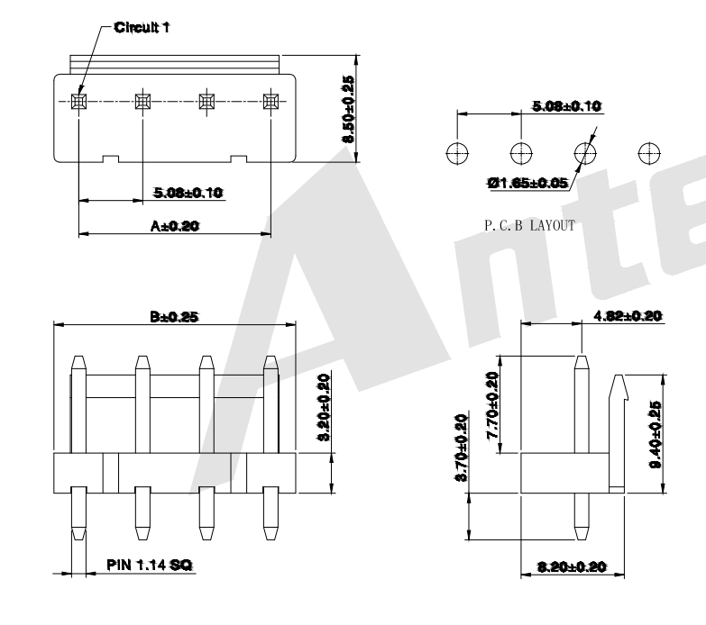 Connettore wafer da 5,08 mm 180 ° Serie AW5083S-XP