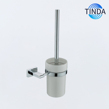 Round Base Chrome Toilet Brush Holder Set