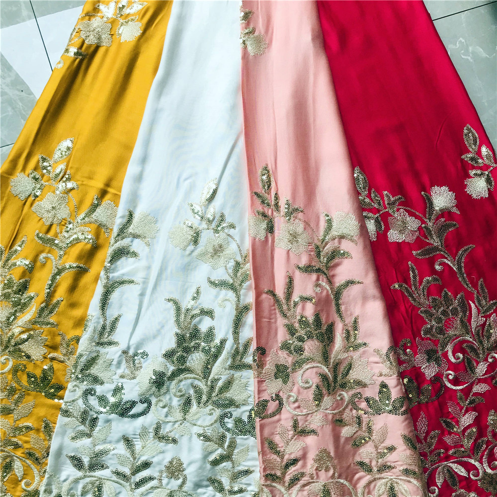 Rayon Satin With Spangle Embroidery