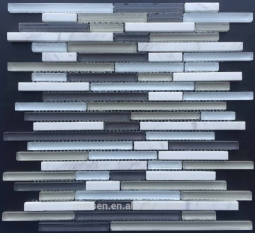 DK105 White Glass Mosaic Tile For Kitchen And Golden Select Mosaic Wall Tile Arabesque Tile decoration