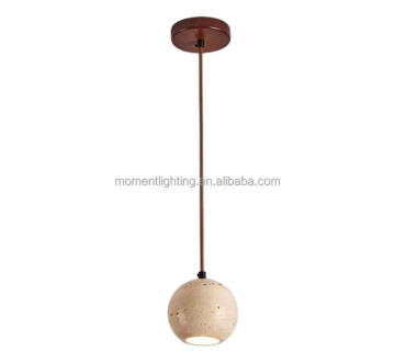 Wabi-Sabi Style Yellow Stone Natural Stone Wood Base Kitchen Home Decorative Bedside Pendant Lamps - Popular Selling Factory Price