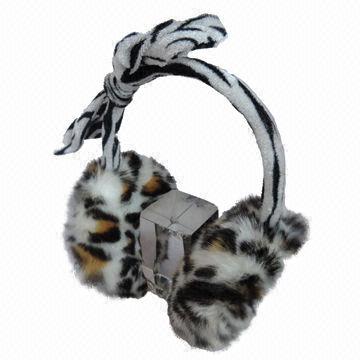 Zebra Color Rabbit Ears Fake Rabbit Fur Ear Muffs, Made of 100% Polyester