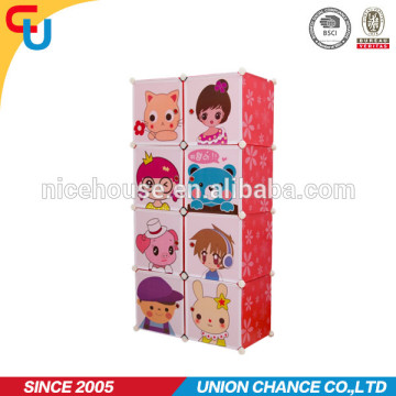 Popular 8 grids cartoon design diy wardrobe for home storage