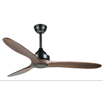 Ventilateur de plafond noir avec pales en bois