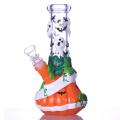 8.3in Hippies Glass, Bongueira de Pumpa de Pumpa e Elfos Desenhada à Mão, Bongo de Vidro, Bongo de Halloween, Borossilicate Glass Water Tubs com morcego