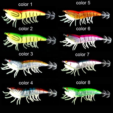 UCATCHOK Japanese Soft Bait Wooden Shrimp Fishing Jig Set - 8pcs Bag