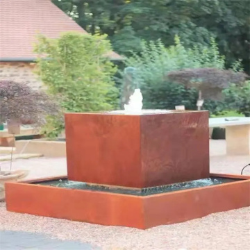 Center Corten Steel Rectangular Planter With LED Lighting