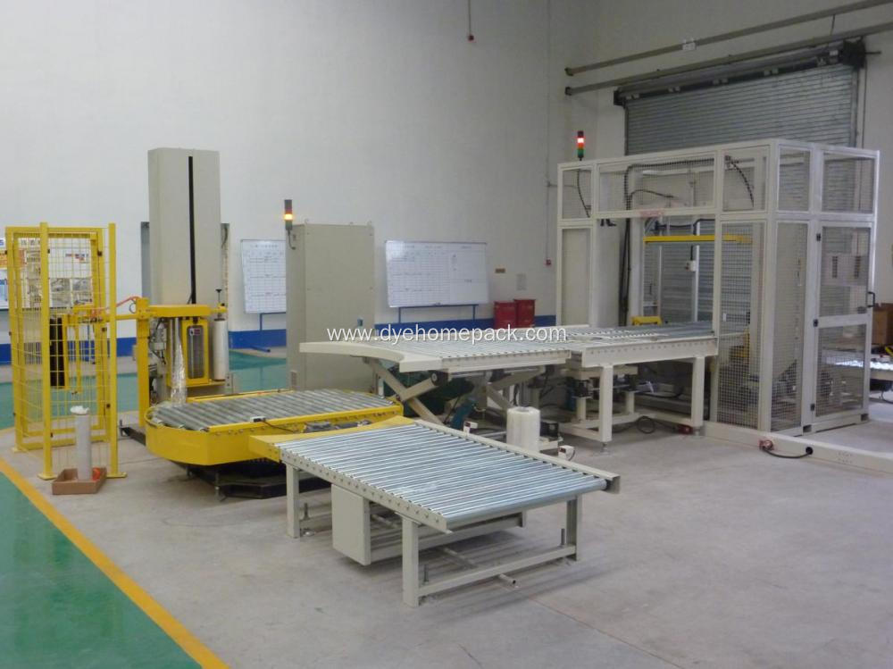 Fully automatic online pallet stretch film wrapping machine