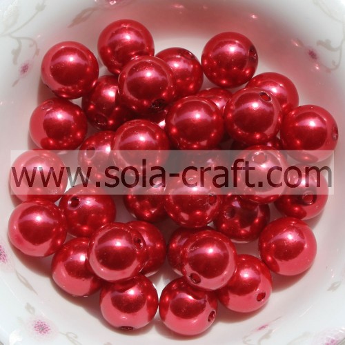 Perles de décoration en plastique rondes 6MM perles rouges nacrées perles de fleurs